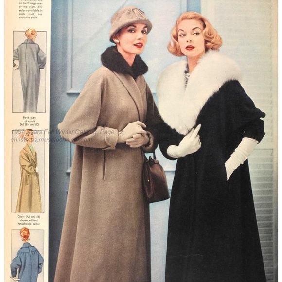 Ming condition 1950s swing fur collar pinup coat large - Picture 10 of 10